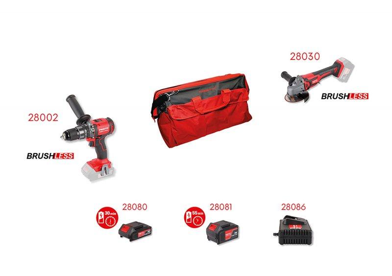 FESTA SHARE 20V værktøjssæt med to maskiner, batterier, oplader og transporttaske
